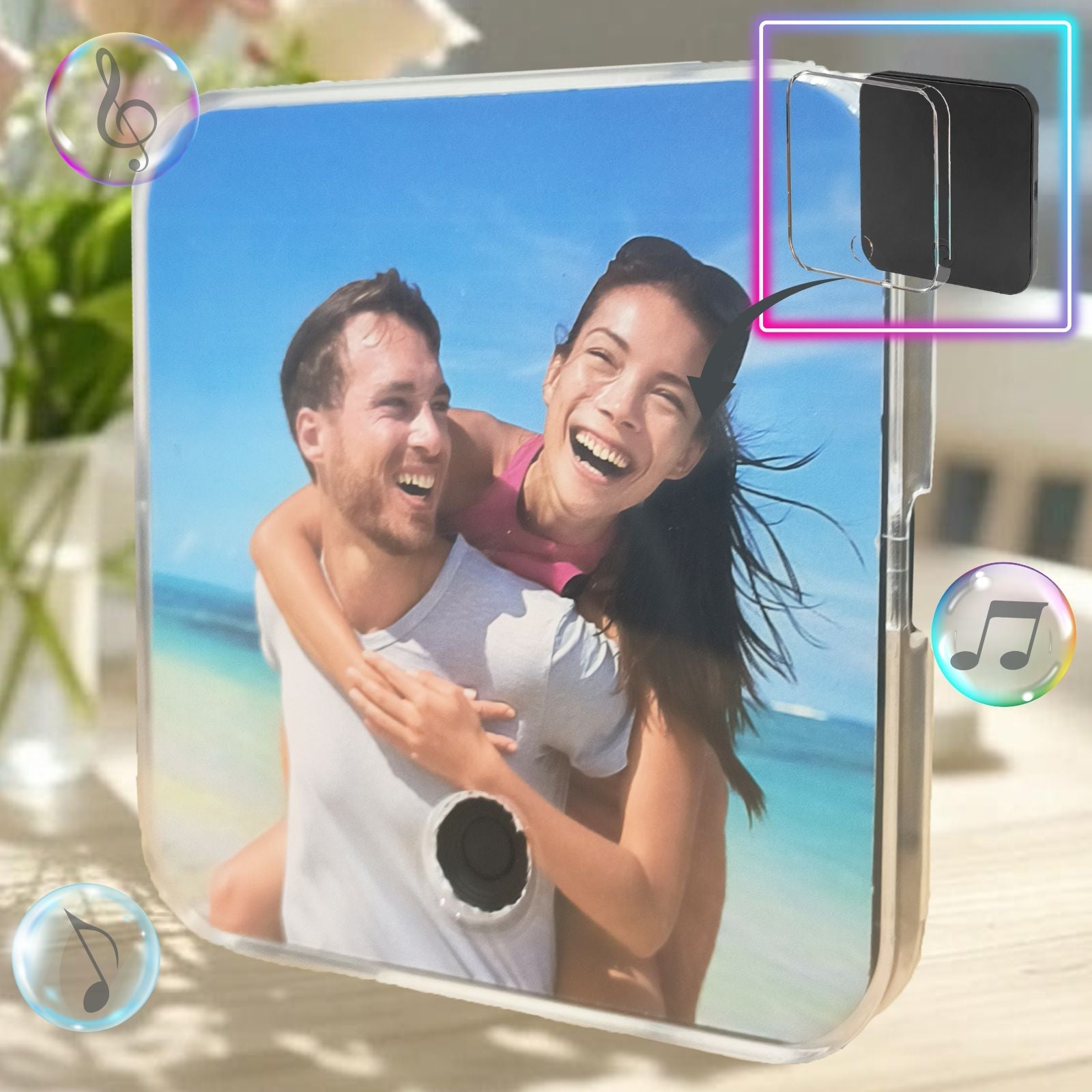 Fridge Magnet Music Personalised Photo,Customised Custom Songs Picture Insert, DIY Anniversary Unique Gifts For Couples Lovers Wedding Valentines Day, Birthday Her Girlfriend Boyfriend Wife Christmas - uniqicon