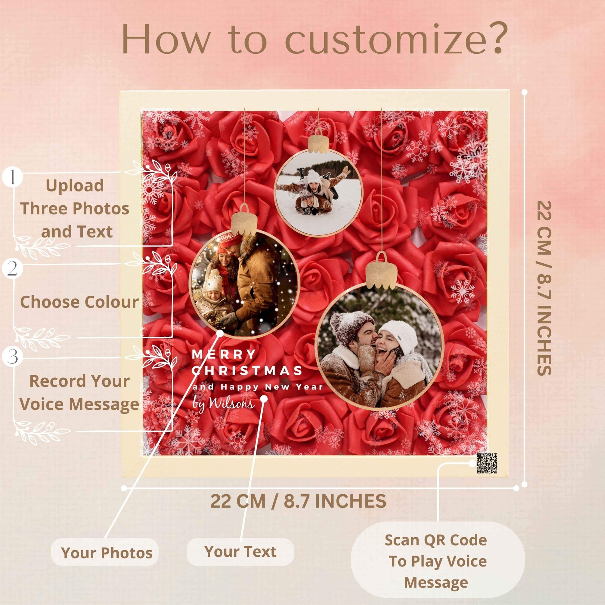 uniqicon Personalized Flower Shadow Box With Photo Custom Shadow Box Christmas Gifts For Wedding Anniversary Valentine's Day Mother's Day - uniqicon