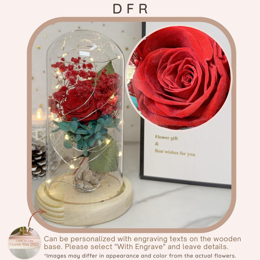 Anniversary & Valentine's Day Gifts For Mom Women, Personalized Rose Lamp, Mother's Day, Birthday Presents For Mom,Girlfriends & Wives Handmade Roses Flowers Galaxy Eternal Enchanted Rose Glass Dome With Message DF - uniqicon