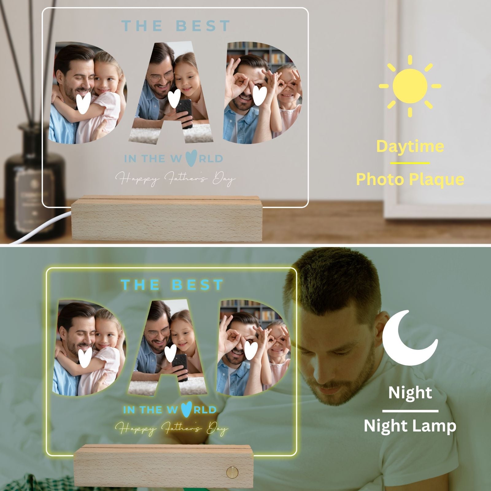 Father's Day Gifts for Dad, The Best Personalised Birthday Presents from Daughter Son for Daddy with Photo Frame - uniqicon