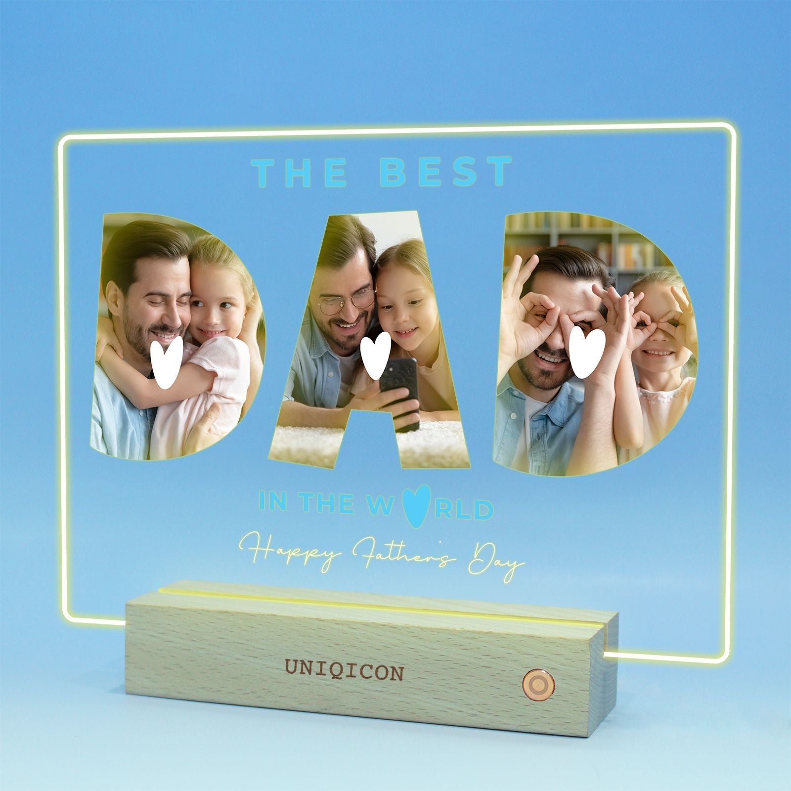 Personalised Father's Day Gifts from Son,First Father's Day Photo Gift for Step Dad from Daughter,Dad Memorial Gifts with Photo Frame from Baby - uniqicon