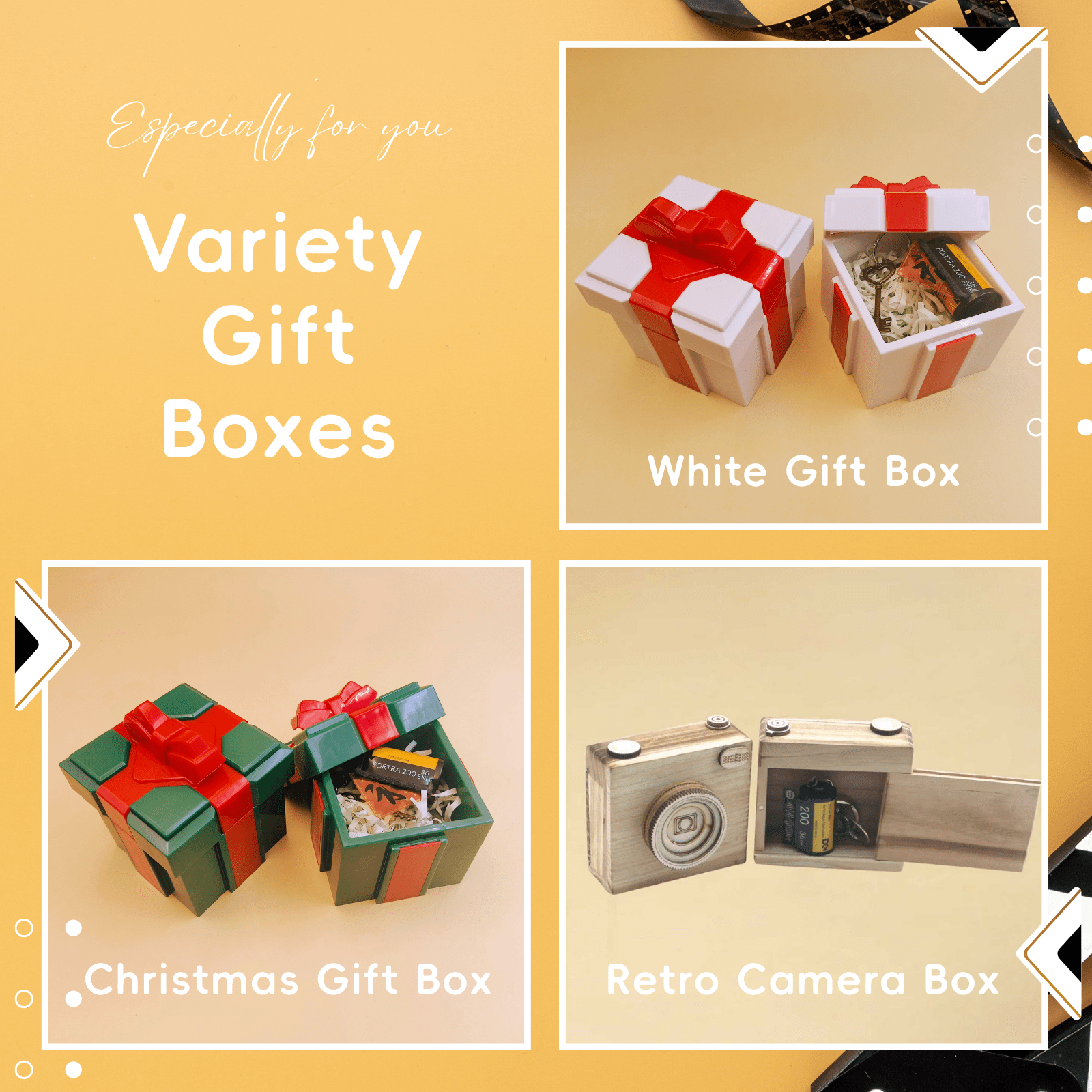 Personalized Customized Memory Retro Camera Film HD Photo Album Film Roll Keychain F2 Voice Message Creative Birthday Valentine Christmas Graduation Friend Anniversary Gift Souvenir Customized Handmade - uniqicon