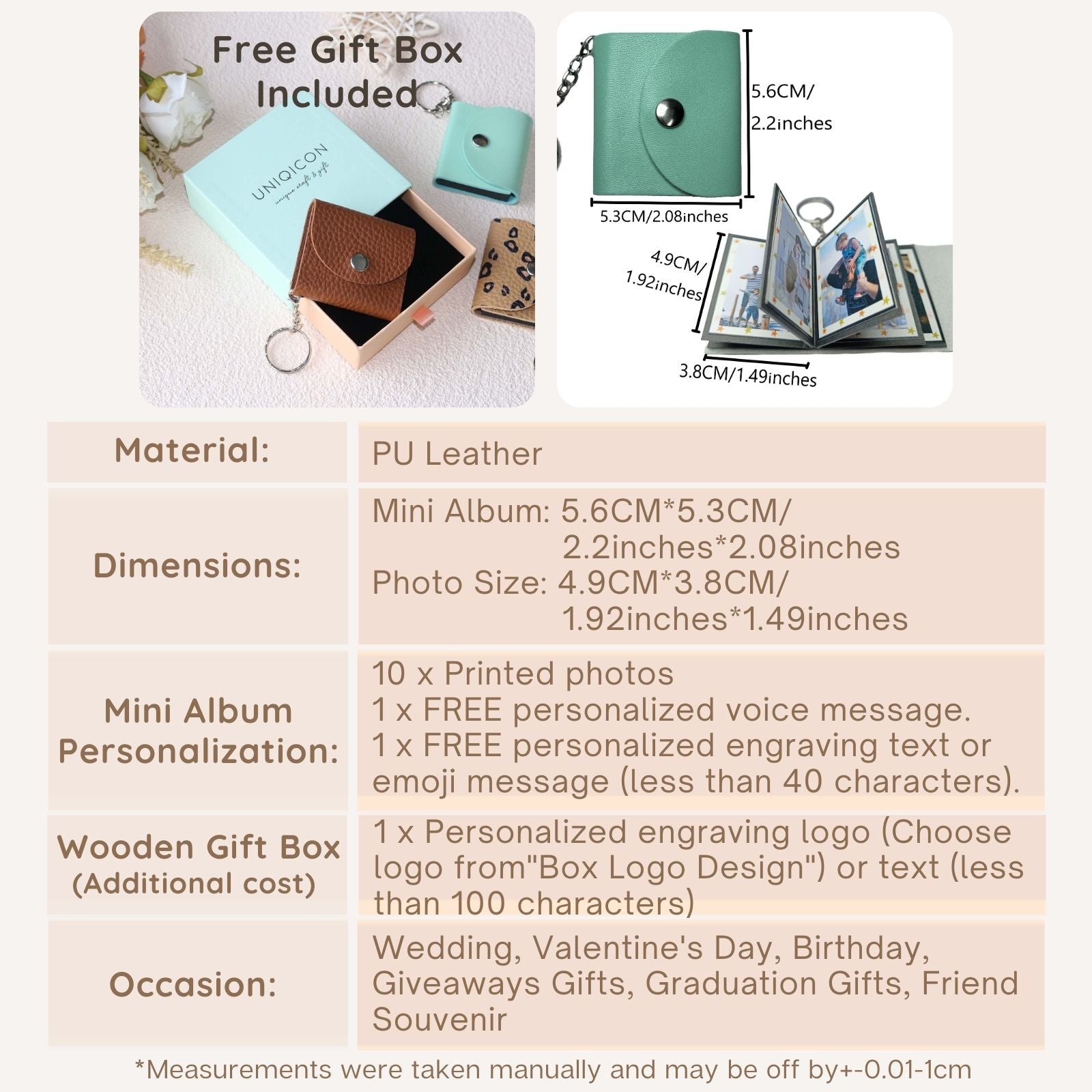 Personalized Mini Photo Keychain,Picture Keychains(Red) Personalized Album, Mini Cute Key Ring Keychain with Picture Book for Family, Boyfriend, Couples, Dog, Friends - uniqicon