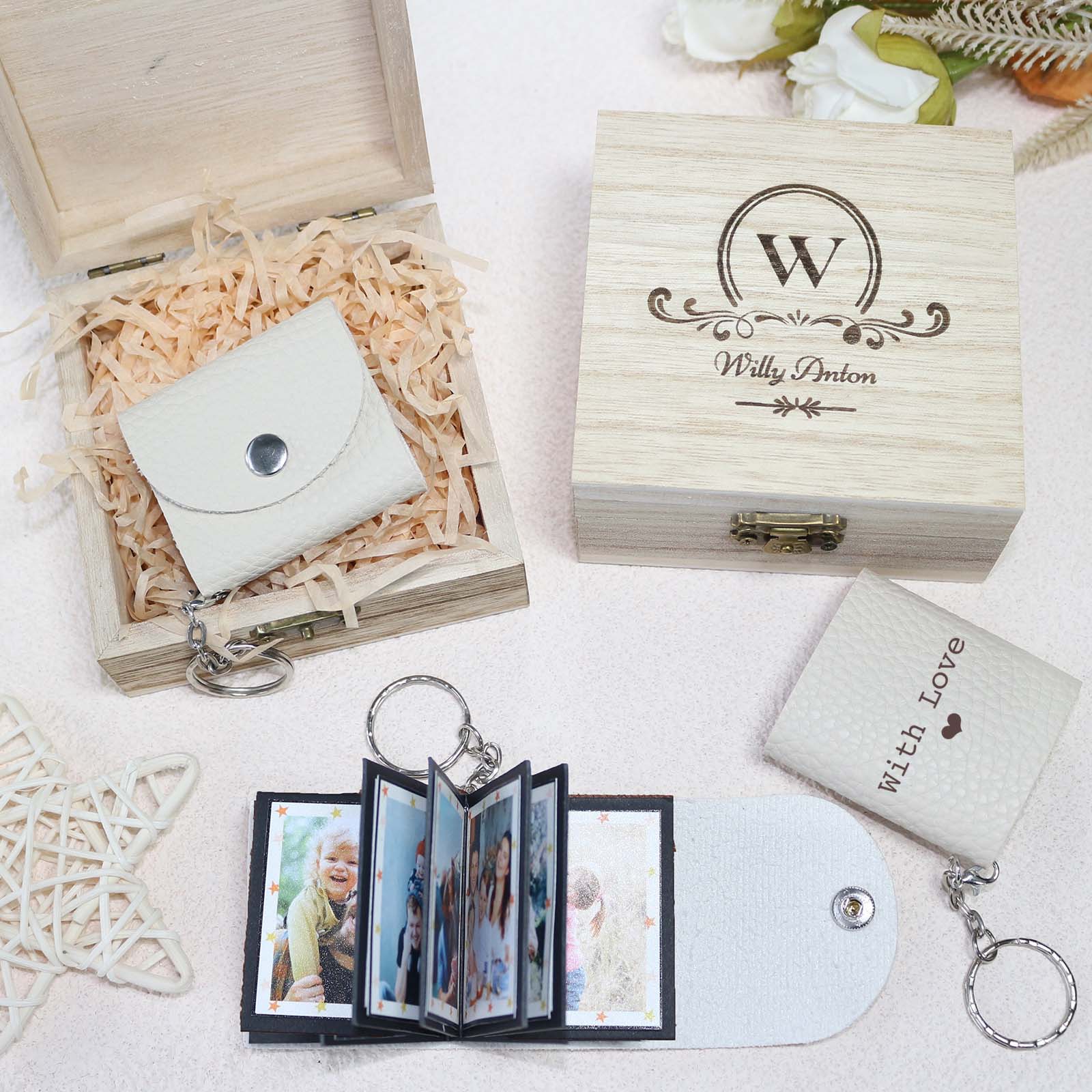 Personalized Mini Photo Keychain, Small Custom Leather Memory Photo, Picture Keychains Personalized Album, Mini Cute Key Ring Keychain with Picture Book for Family, Boyfriend, Couples, Dog, Friends - uniqicon